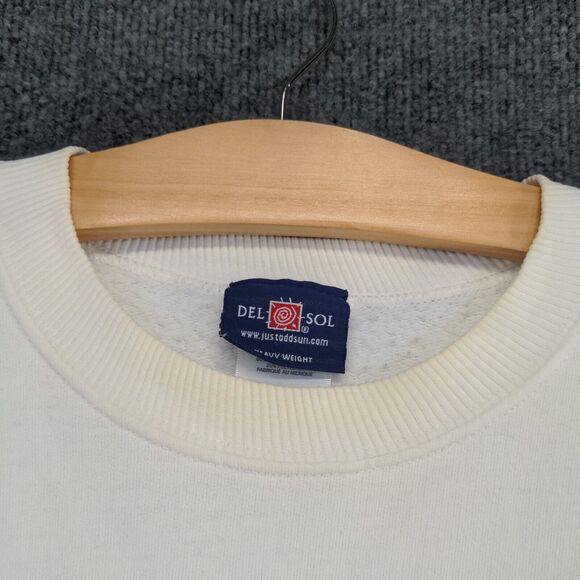 Del Sol Men's St. Maarten Pullover Crew Neck Sweatshirt White XXL Heavyweight - Picture 2 of 16